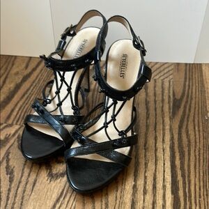 Seychelles Black Strappy Knot-Detail High Heel Sandals 90s sz 8